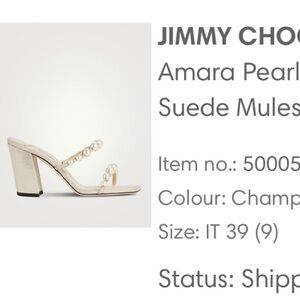 Jimmy Choo Amara Suede Mules - Champagne and White